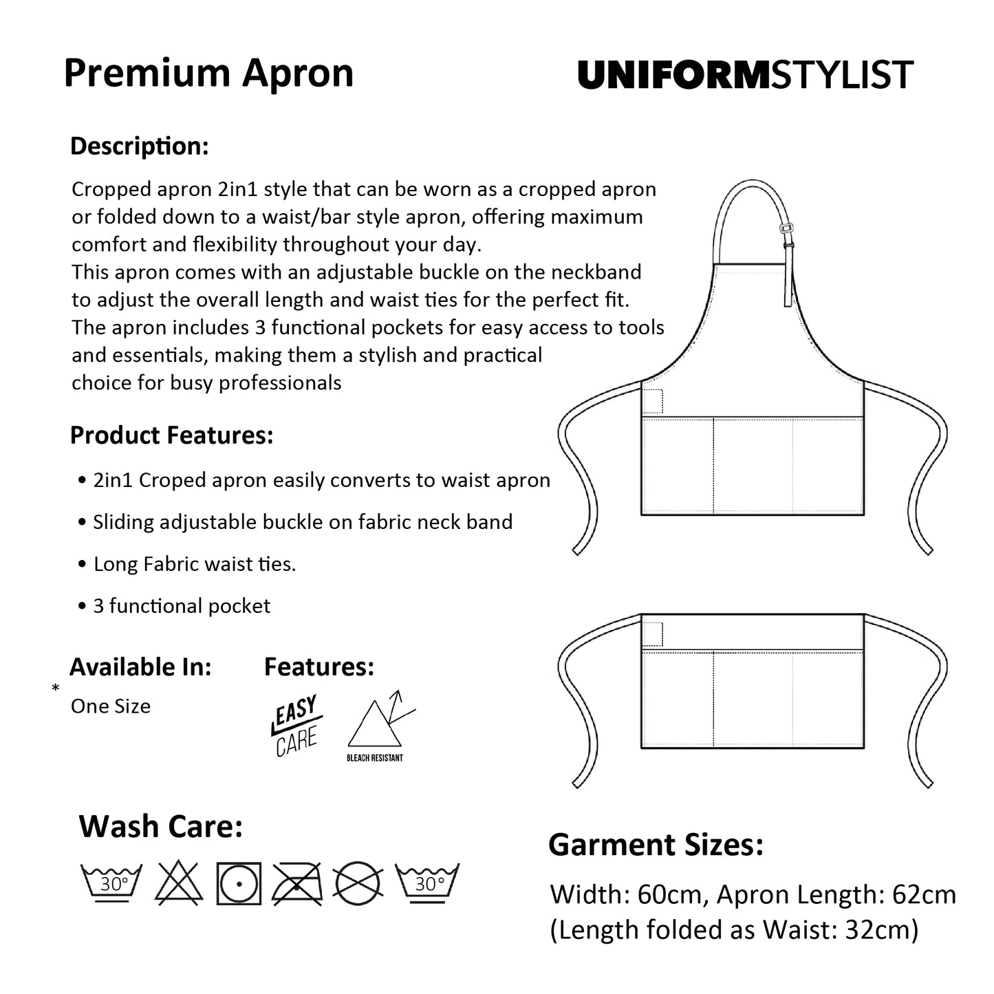 Crop 2-in-1 Apron (5 Colour Options)